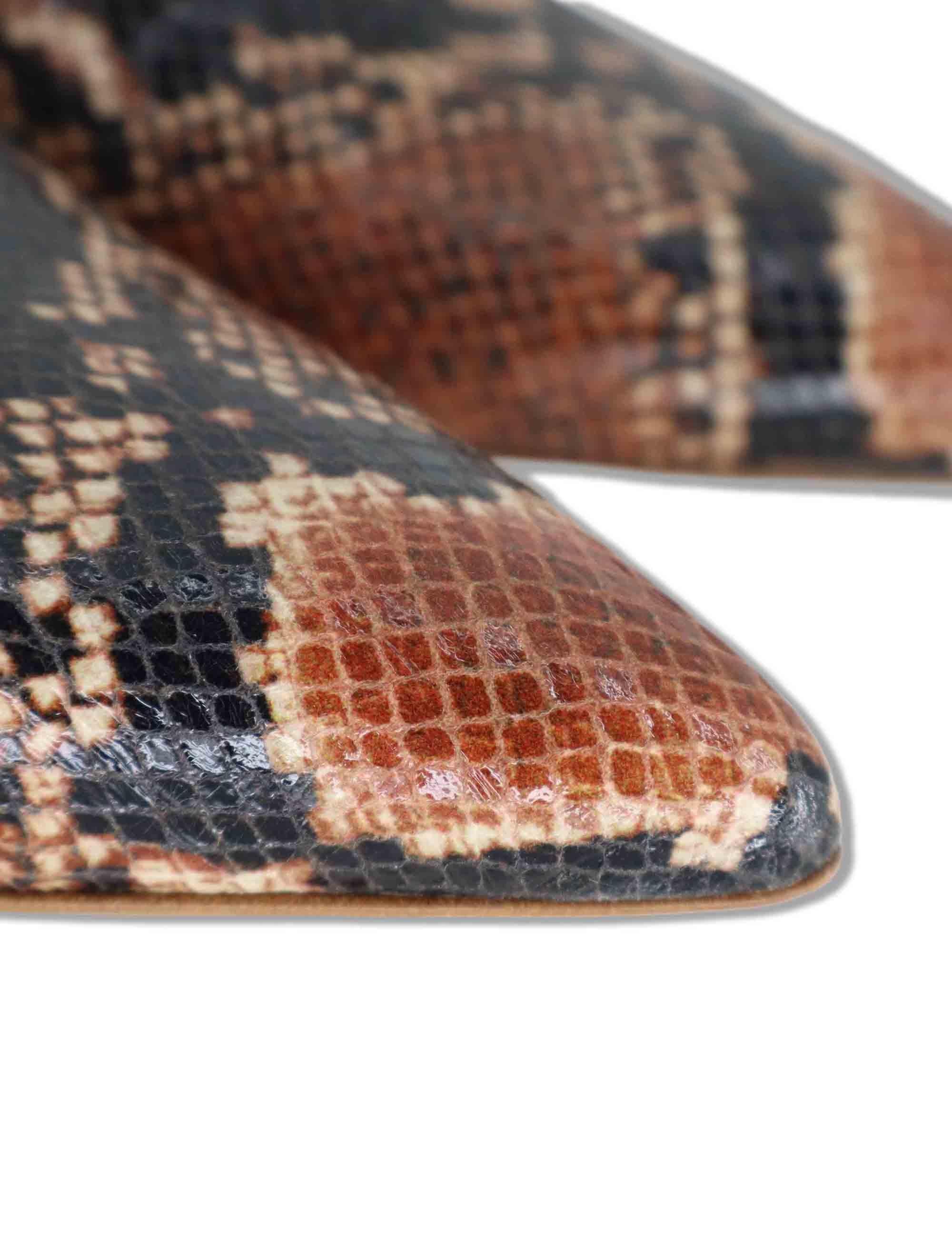 Decollete slingback donna in pelle cuoio stampata con tacco basso CH2533/RT 014 L'Arianna 