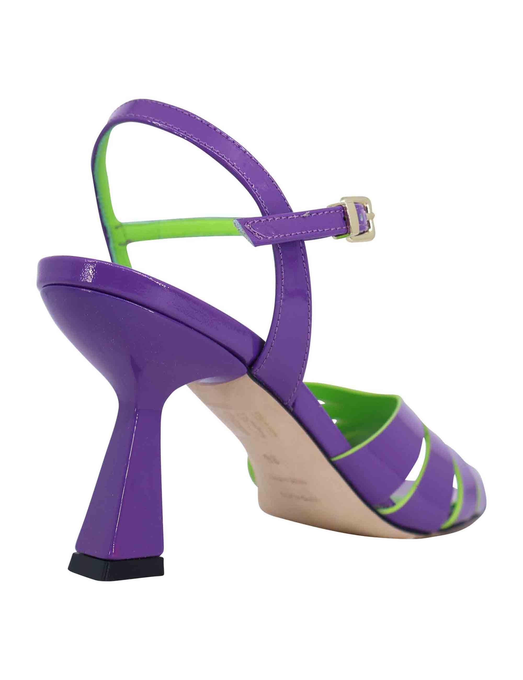 Sandali donna in vernice viola con tacco alto e cinturino alla caviglia SP5581 060 Spatarella 