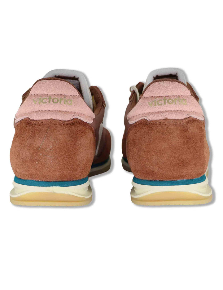 Sneakers donna Saturno in pelle e tessuto marrone con suola bassa 1158110 79_Terra Victoria 