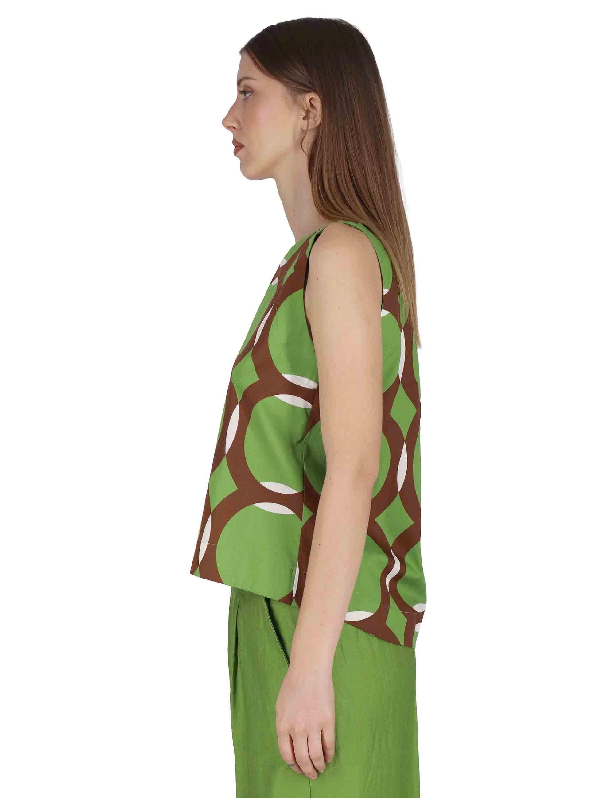 Top donna Tank Blouse in contone verde con fantasie geometriche JABCM0001-F1380-1243 7046 Justmine 