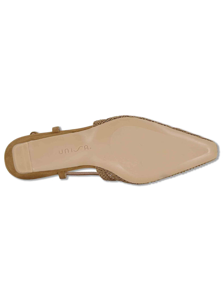 Decollete slingback donna in tessuto cuoio ricamato con tacco basso COTIS KS MISTRAL Unisa 