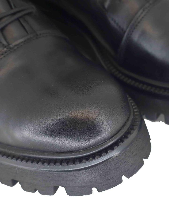 Stivaletti anfibi donna in pelle nera con borchie e suola carrarmato GAIA 9 001 Tattoo 