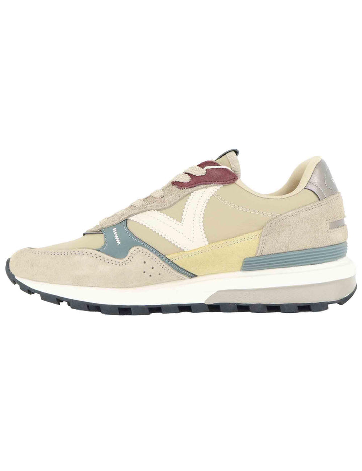 Sneakers donna in pelle e tessuto taupe 1156107 Beige Victoria 