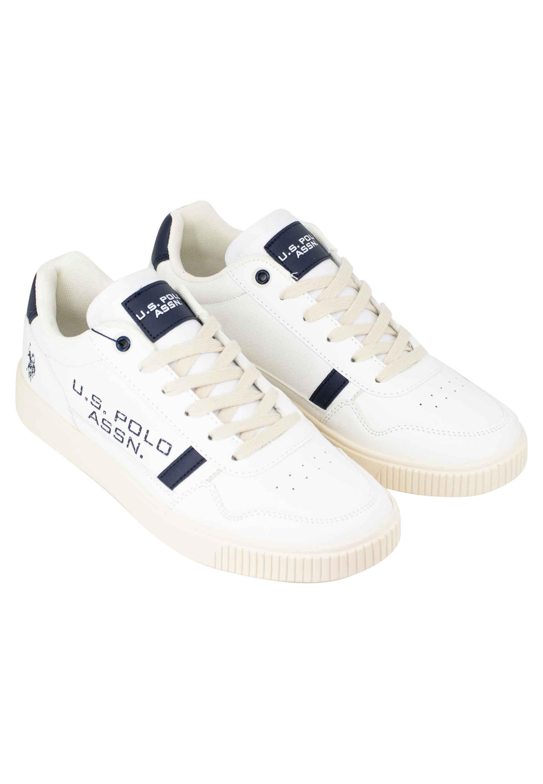 Sneakers uomo in eco pelle e tessuto bianco TYMES004 WHI-DBL09 U.S. Polo Assn. 