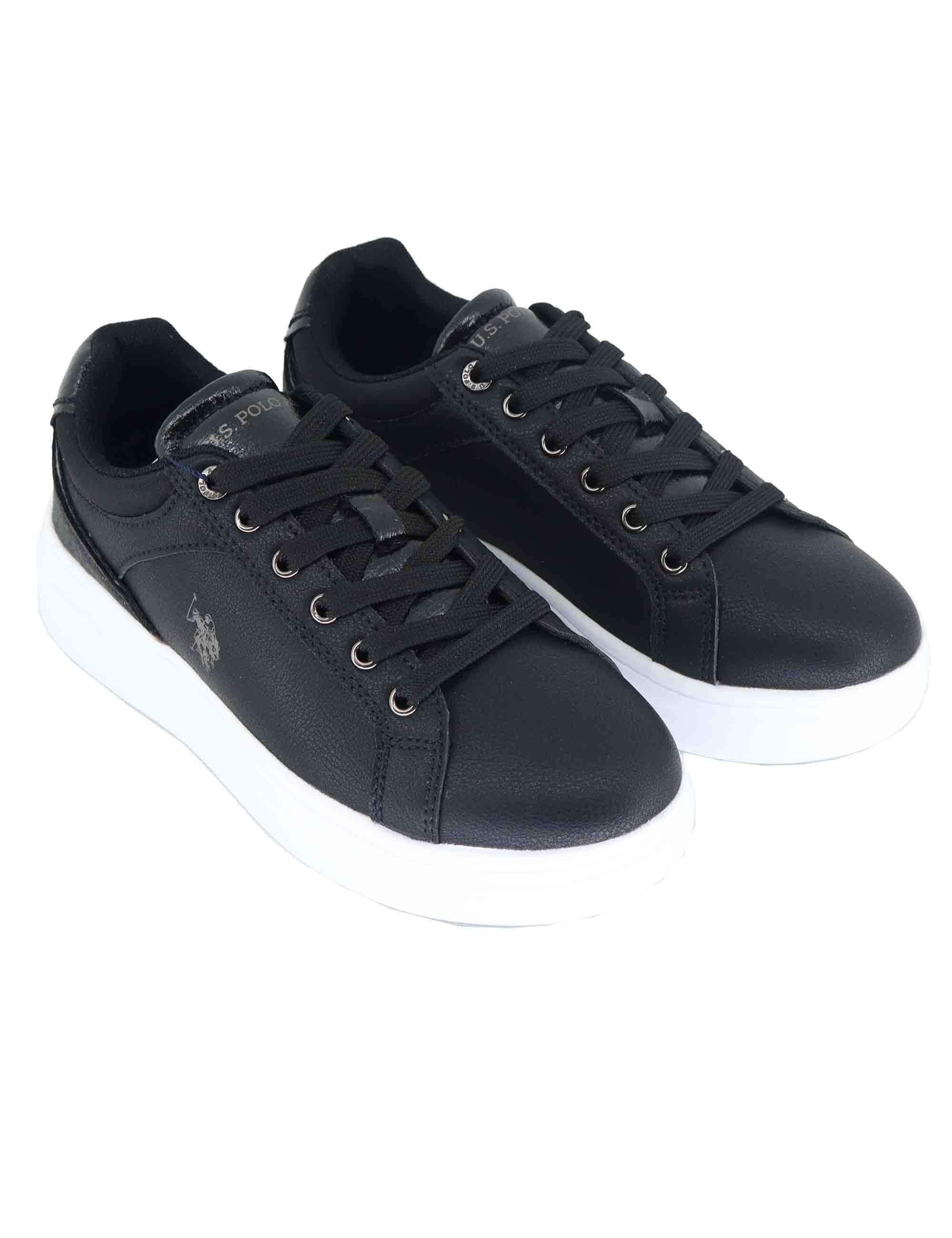 Sneakers donna in eco pelle nera con suola alta in gomma CODY015 BLK U.S. Polo Assn. 