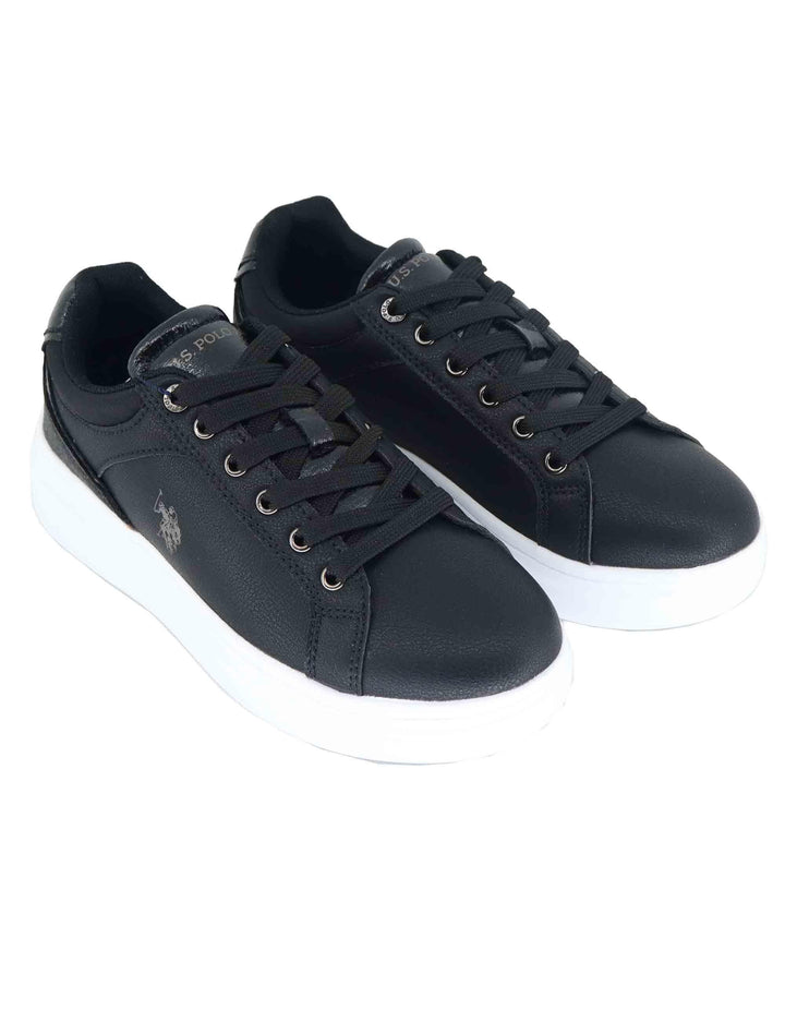 Sneakers donna in eco pelle nera con suola alta in gomma CODY015 BLK U.S. Polo Assn. 