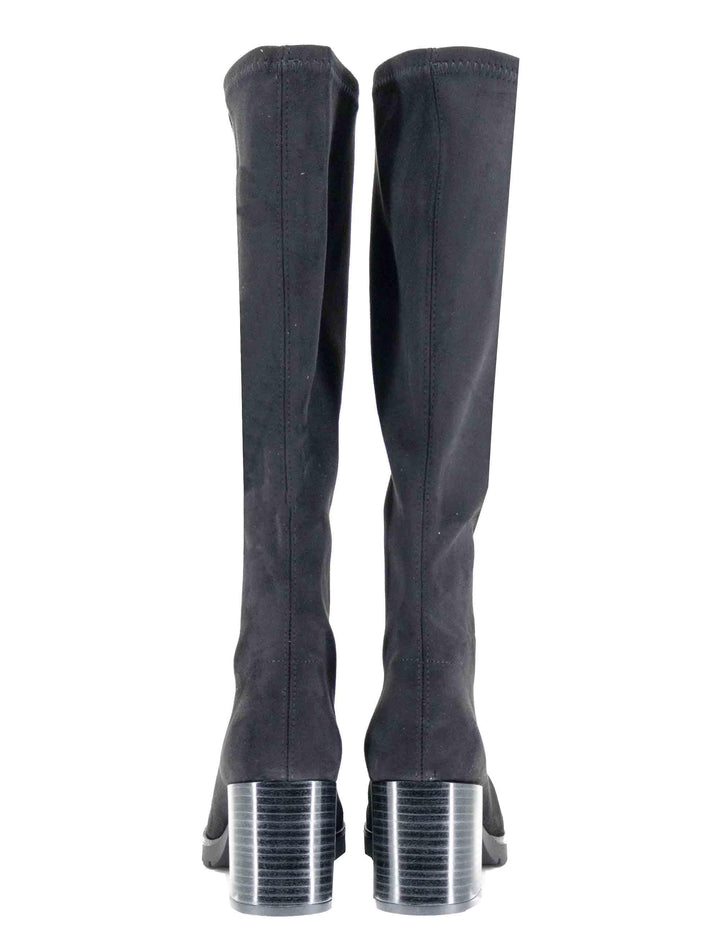 Stivali donna in tessuto elasticizzato nero con tacco e plateau 78173-AE 05 Miss Elastic 