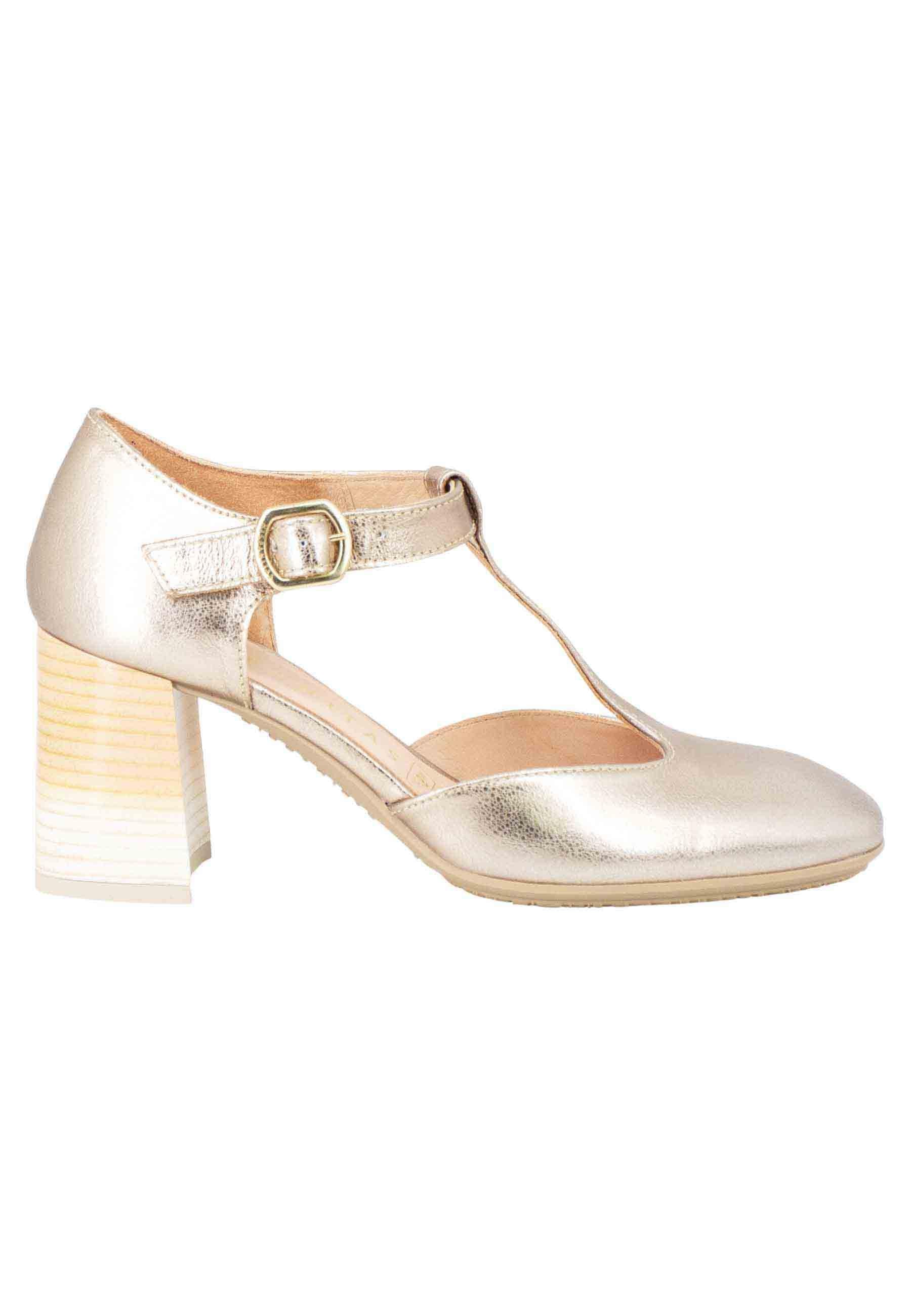 Decollete Australia donna in pelle laminata platino con tallone chiuso e cinturino HV232669 C008 Hispanitas 