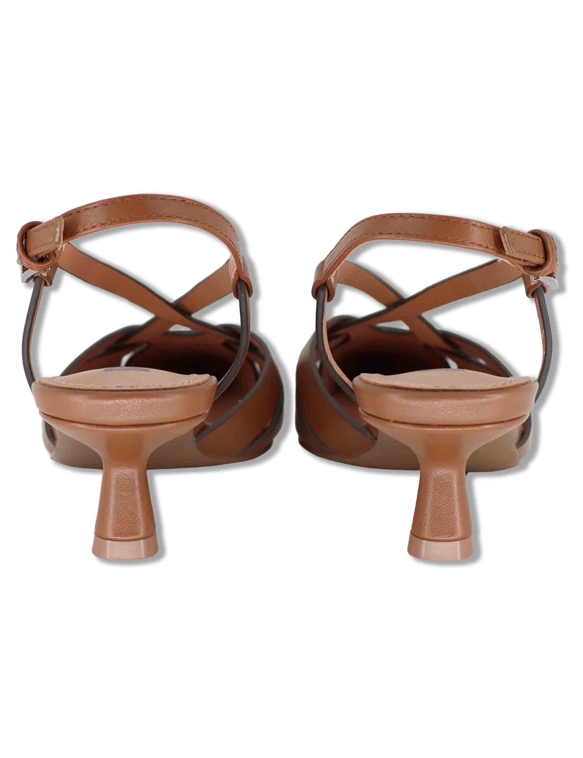 Decollete donna slingback donna in pelle cuoio con tacco basso e punta 633Z10VK 92-CUERO Bibi Lou 