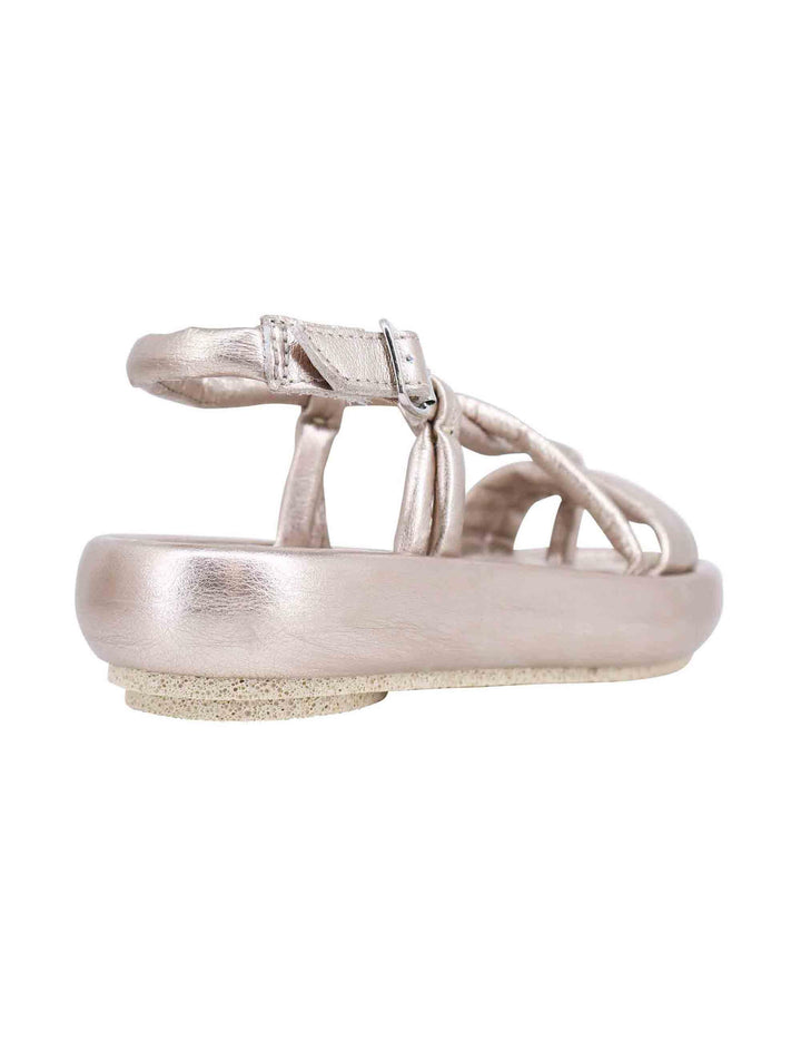 Sandali infradito slingback donna in pelle platino con zeppa bassa BASU 015 Patrizia Bonfanti 