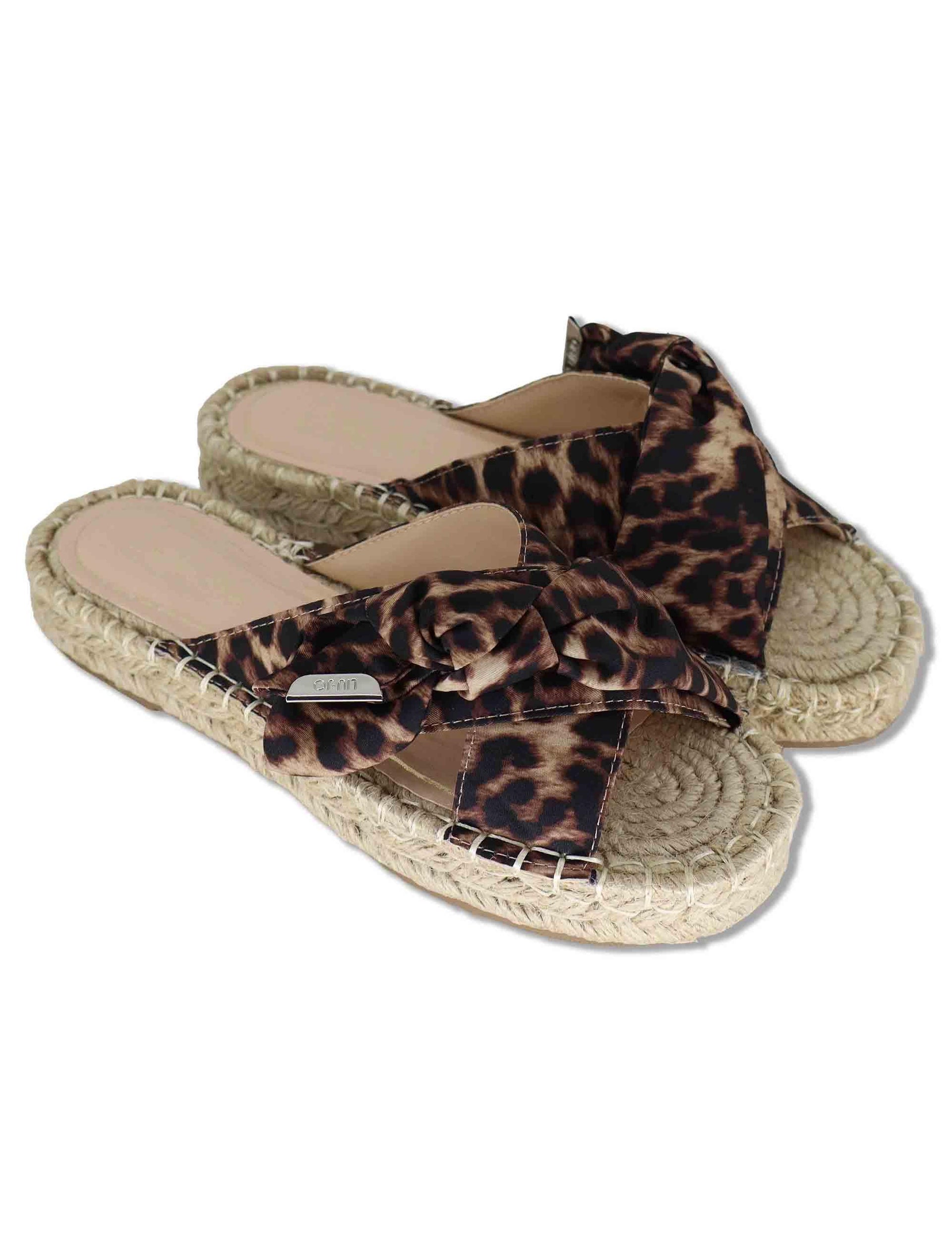 Sandali donna espadrillas in tessuto animalier con incrocio e fiocco PAROS 03 LEOPARD Liu-Jo 
