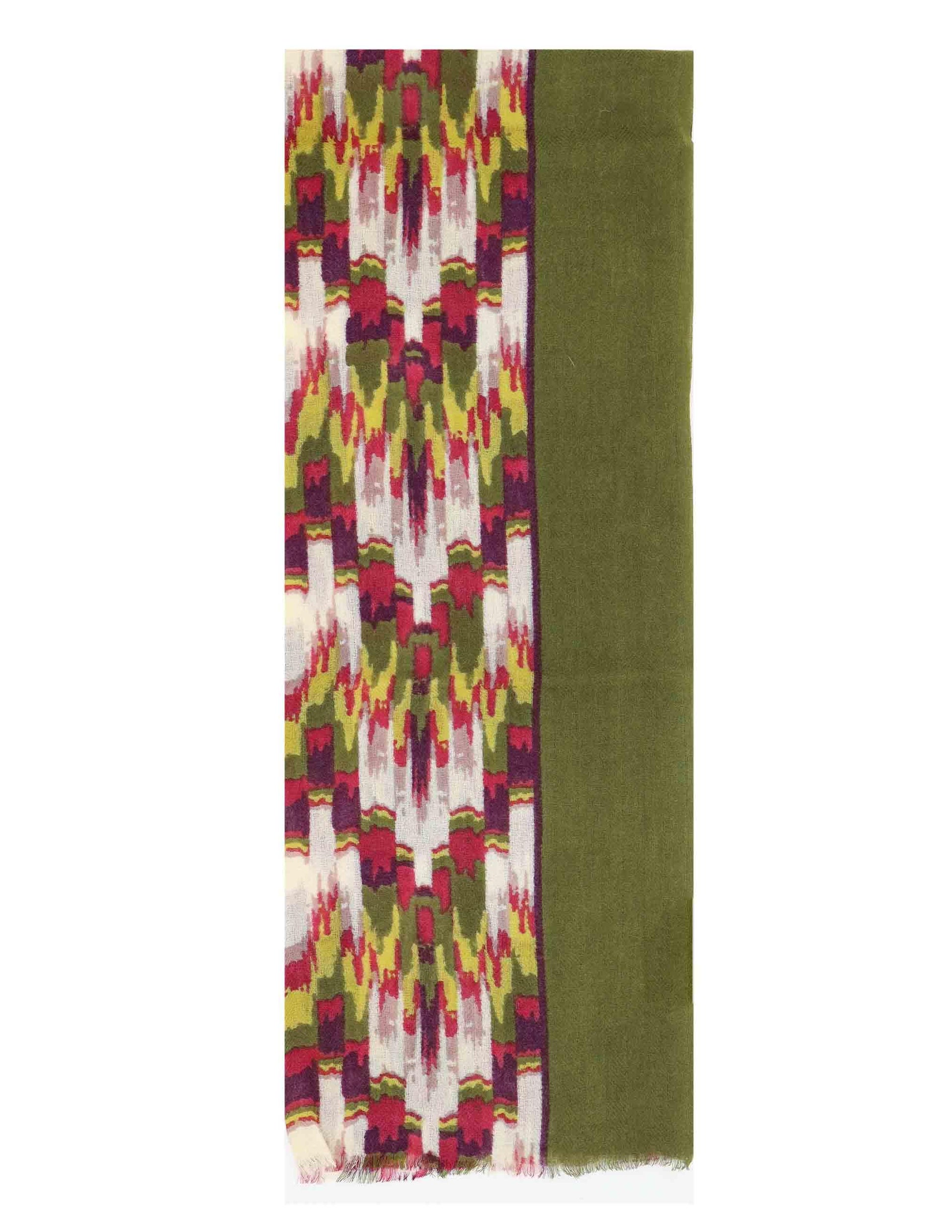 Sciarpe donna in lana verde con stampe etniche 61260006 0010 Pyaar 