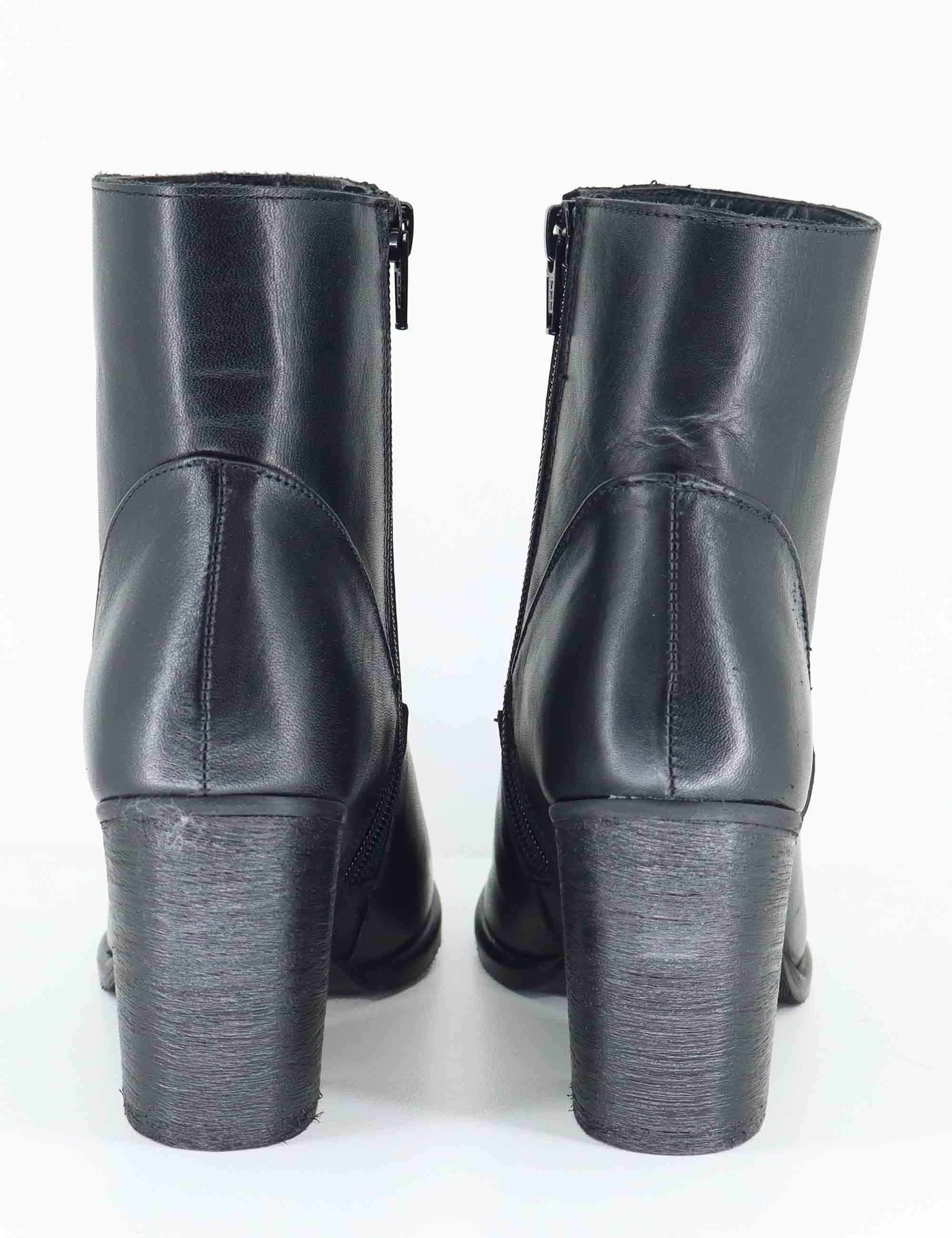 Stivaletti donna in pelle nera con tacco alto 9754SILM 001 Les Venues 