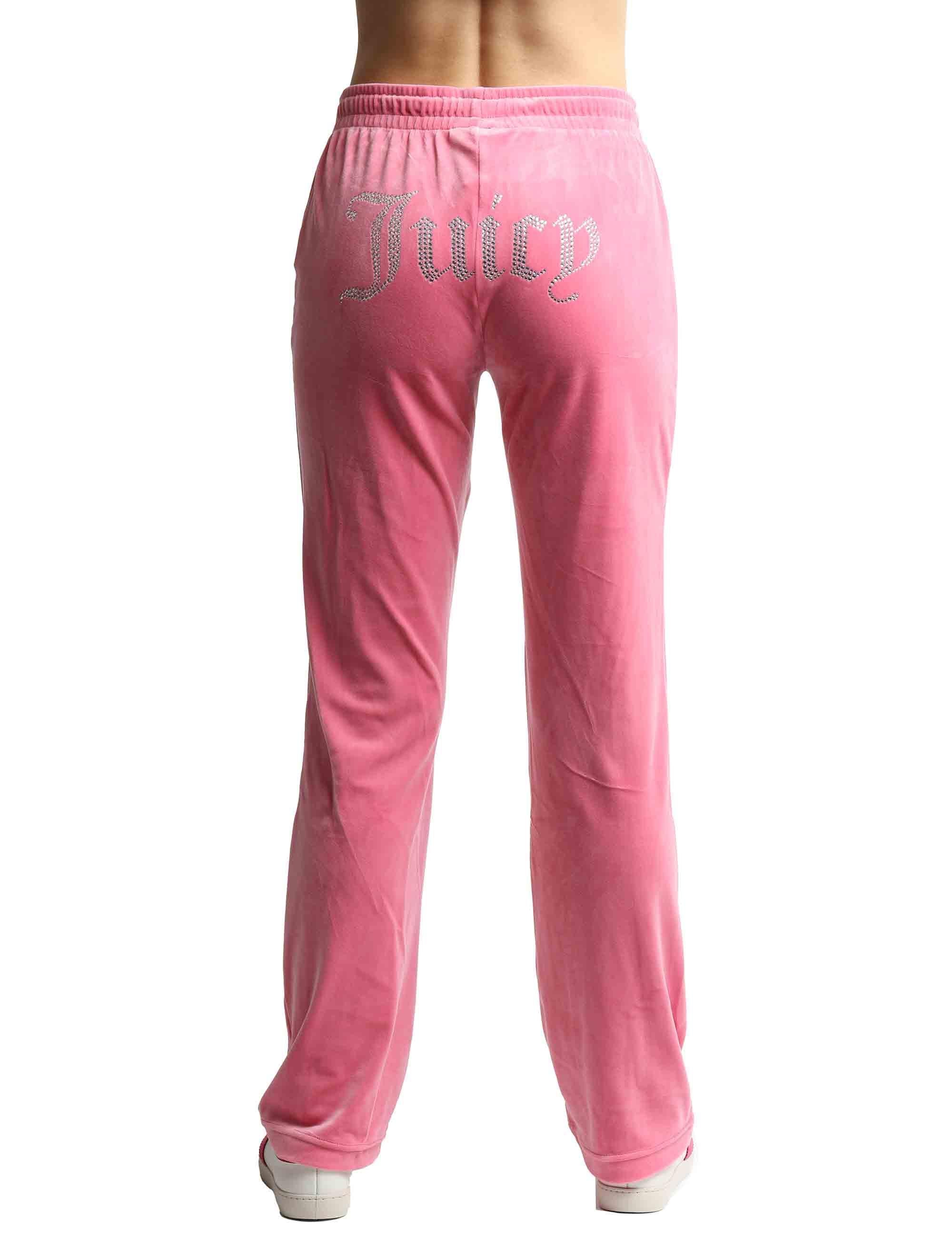 Pantaloni tuta donna Tina in tessuto rosa con strass VEJH70047WPF J99 Juicy Couture 