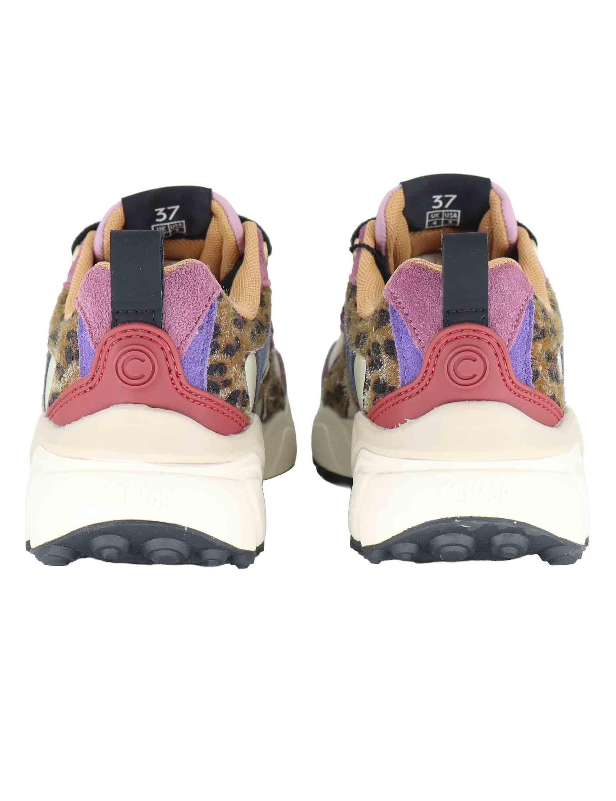 Sneakers donna in pelle e tessuto taupe con suola alta GARNER JUNGLE 124 Colmar 