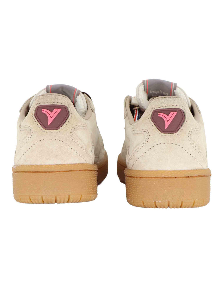 Sneakers donna in camoscio beige con suola ambra 8806111W Beige Victoria 