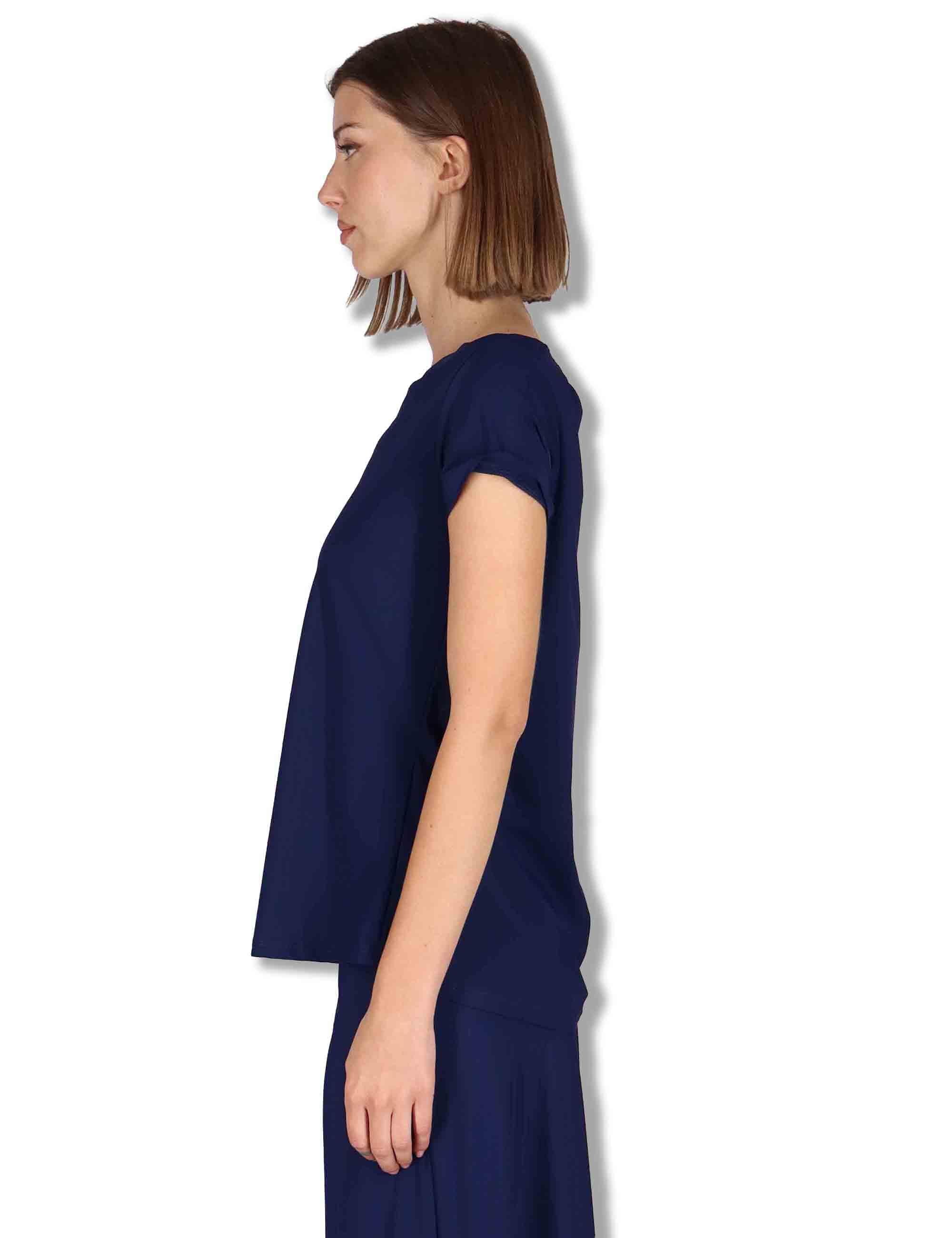 T-Shirt donna Soft in jersey blu mezza manica JK028170210 80043 Maliparmi 