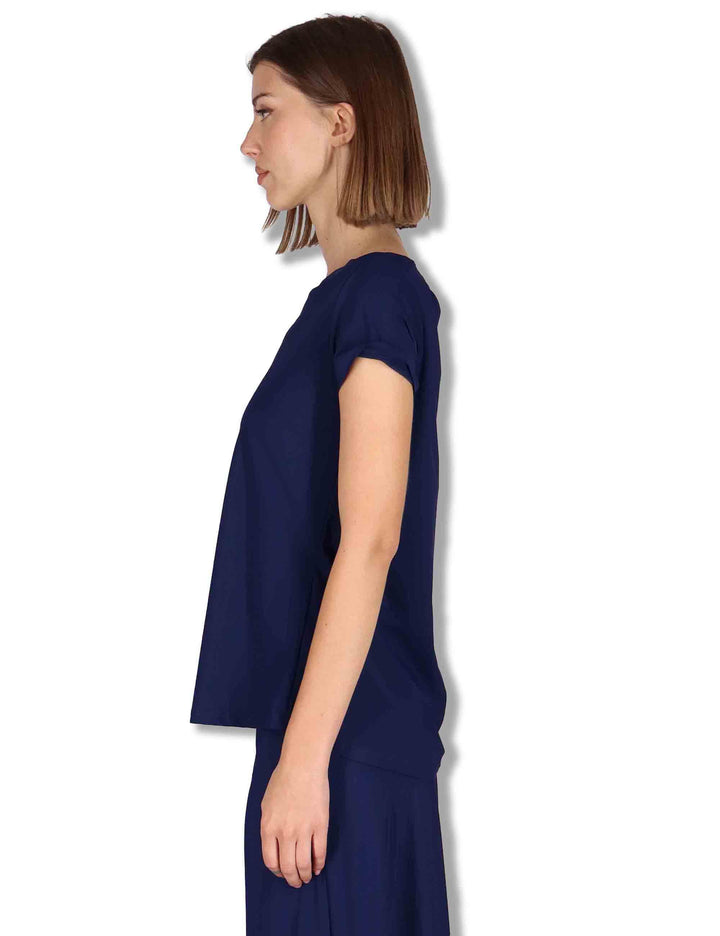 T-Shirt donna Soft in jersey blu mezza manica JK028170210 80043 Maliparmi 