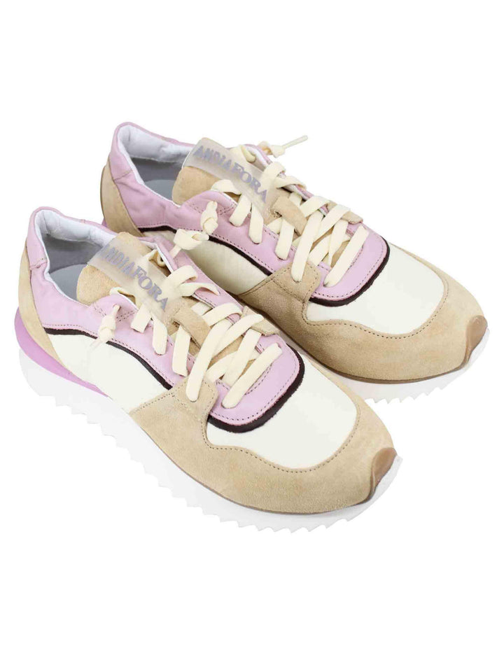 Sneakers donna in pelle e camoscio beige RUFFLE C009 Andia Fora 