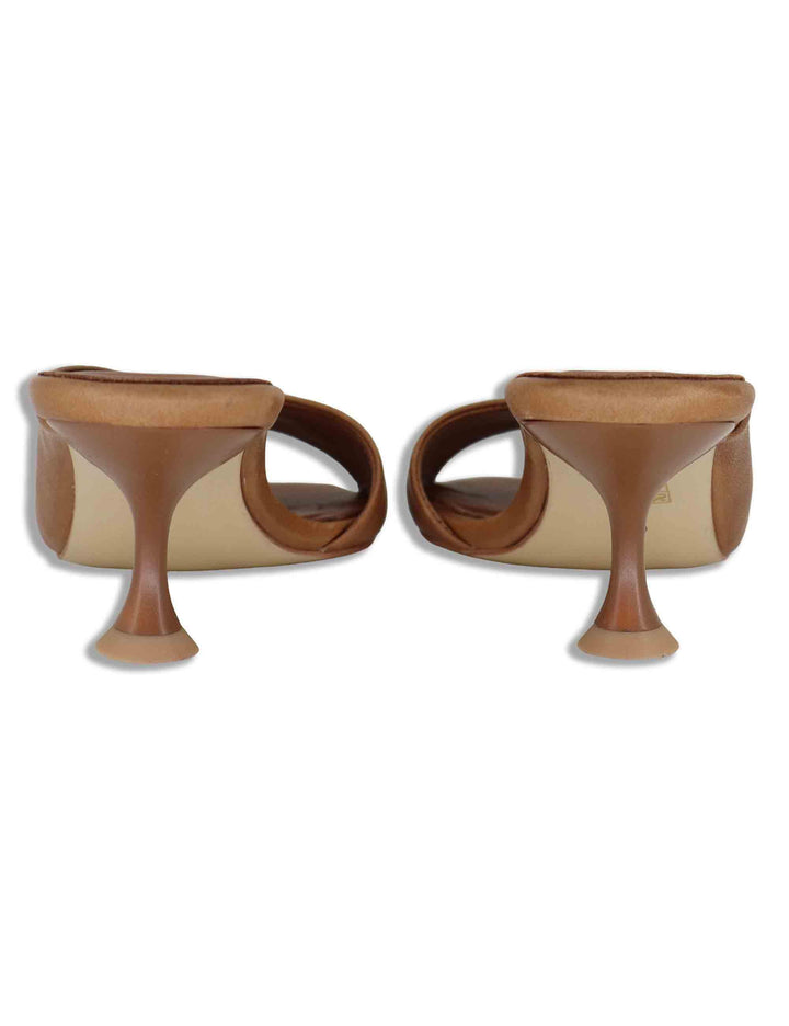 Sandali donna scalzati in pelle cuoio tacco alto senza cinturini SP261405 014 Spatarella 