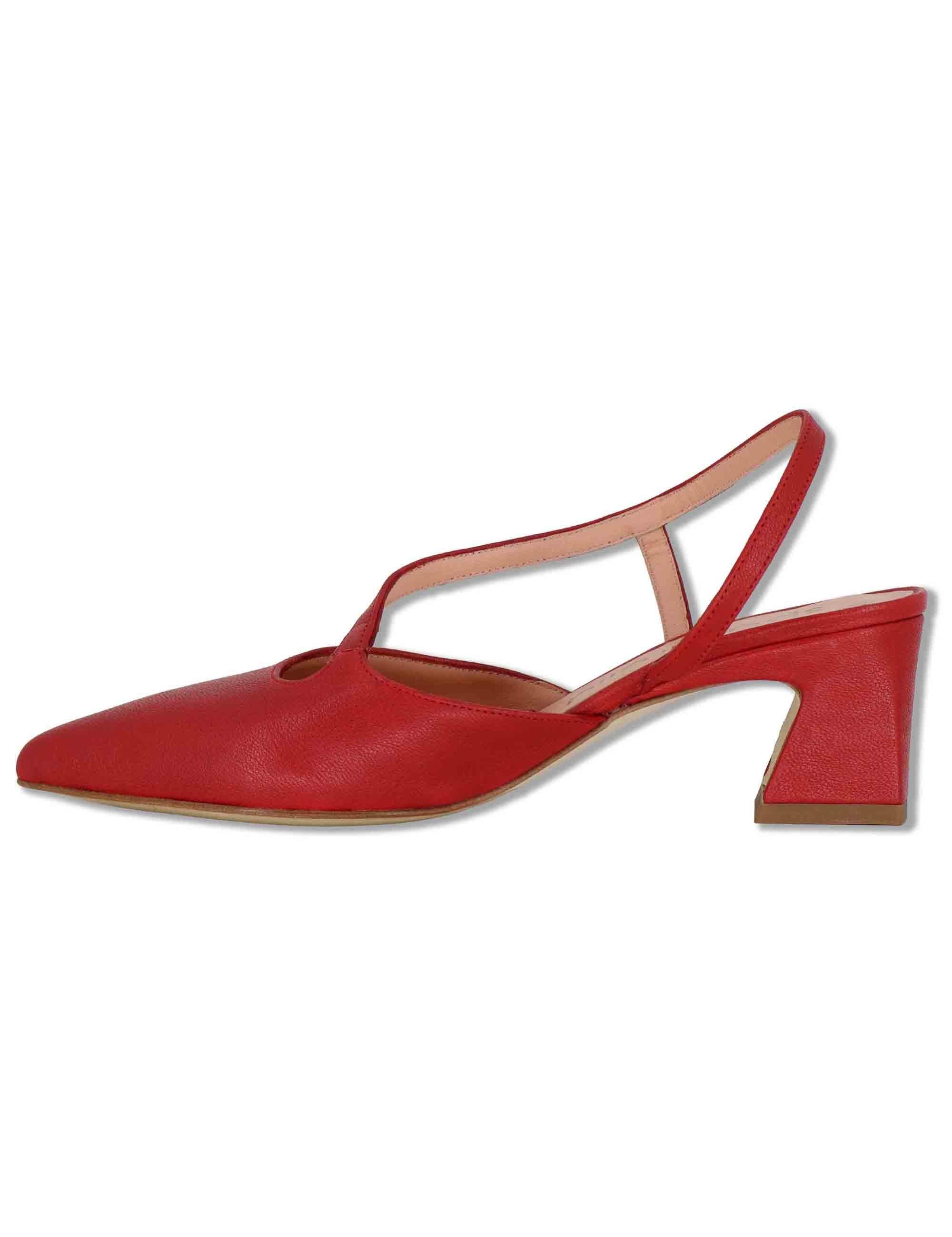 Décolleté slingback donna in pelle rossa con cinturino obliquo e tacco 5cm SP2543 005 Spatarella 