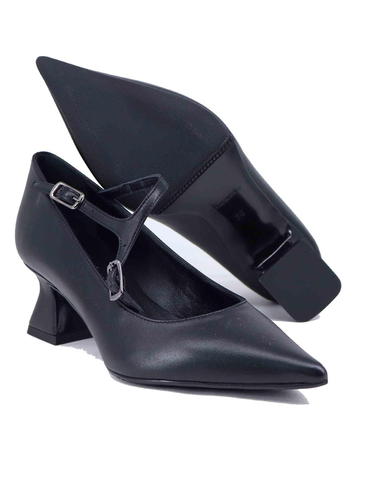 Decollete donna in pelle nera tacco basso SP1055 001 Spatarella 