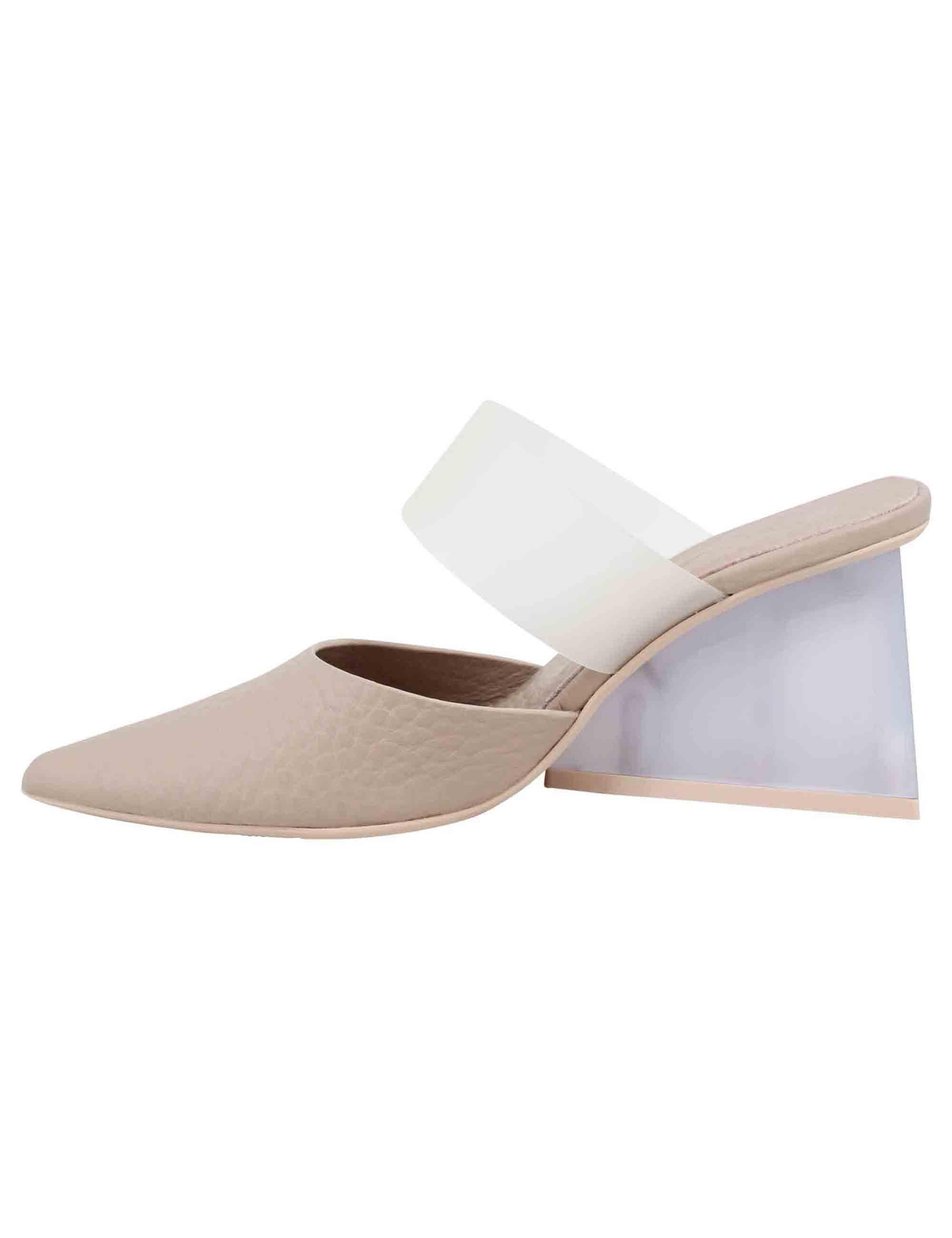 Sabot donna in pelle cipria con tacco alto e punta a punta Donna 7635