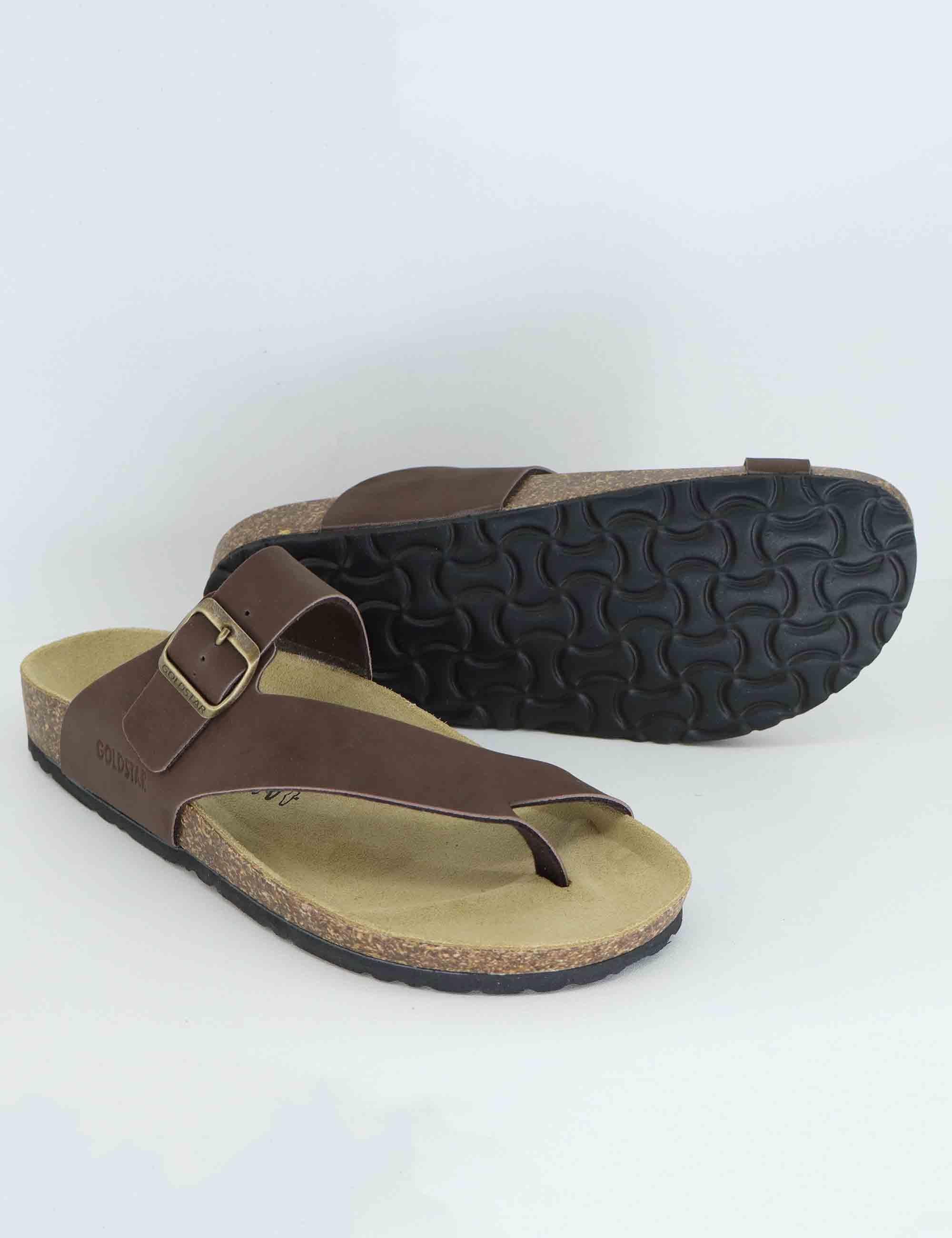 Sandali infradito uomo in pelle marrone GS9904 014 Gold Star 