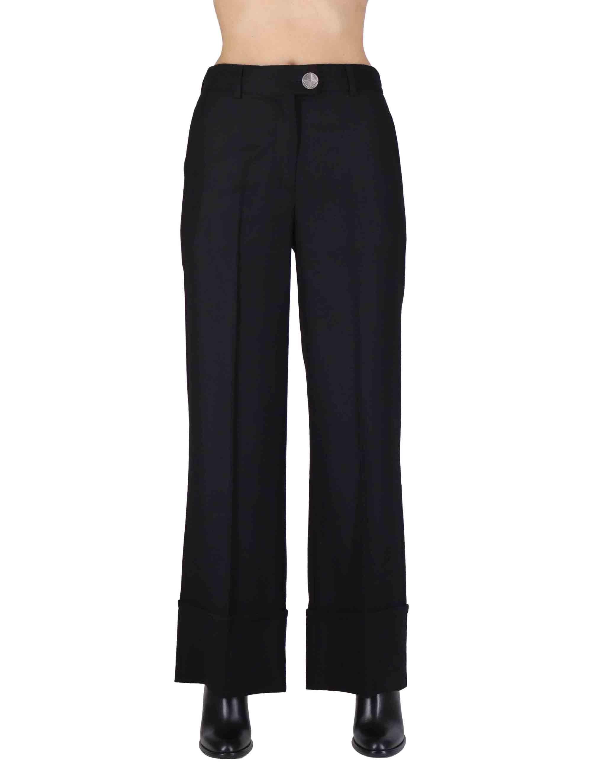 Pantaloni donna Tailored in misto lana nero con gamba larga JH804420294 20000 Maliparmi 