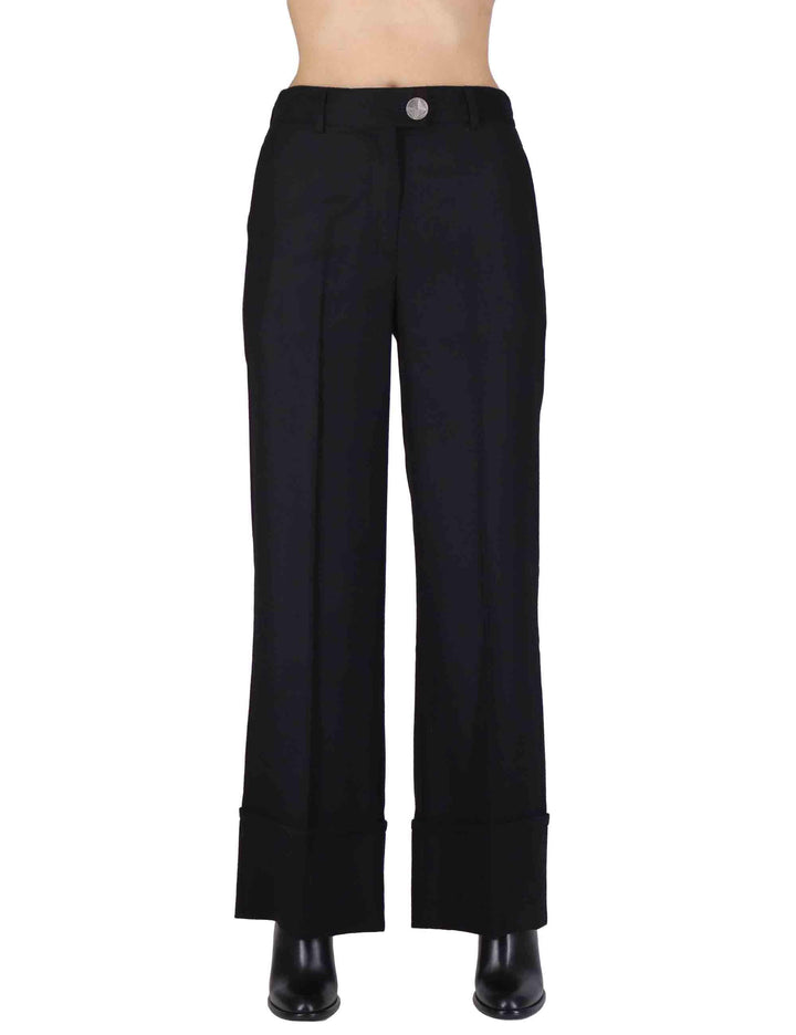 Pantaloni donna Tailored in misto lana nero con gamba larga JH804420294 20000 Maliparmi 