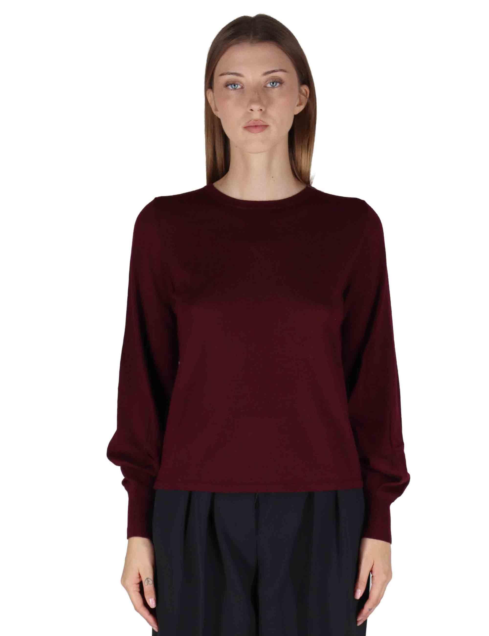 Maglioni donna Colors of the World in lana bordeaux con manoche a sbuffo JQ510074230 50022 Maliparmi 