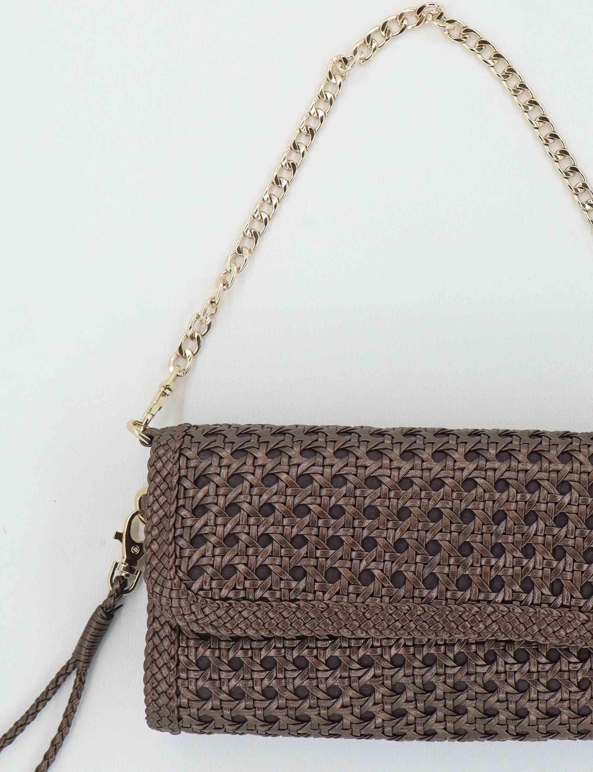 Borse donna in pelle marrone con catena oro V202.4B0 M97 Pons Quintana 