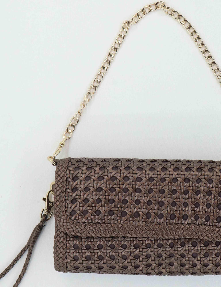 Borse donna in pelle marrone con catena oro V202.4B0 M97 Pons Quintana 