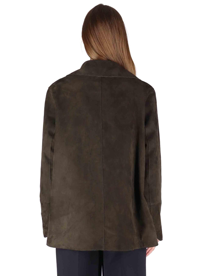 Giacche donna in camoscio verde con bottoni gioiello SP2427 018 Spatarella 