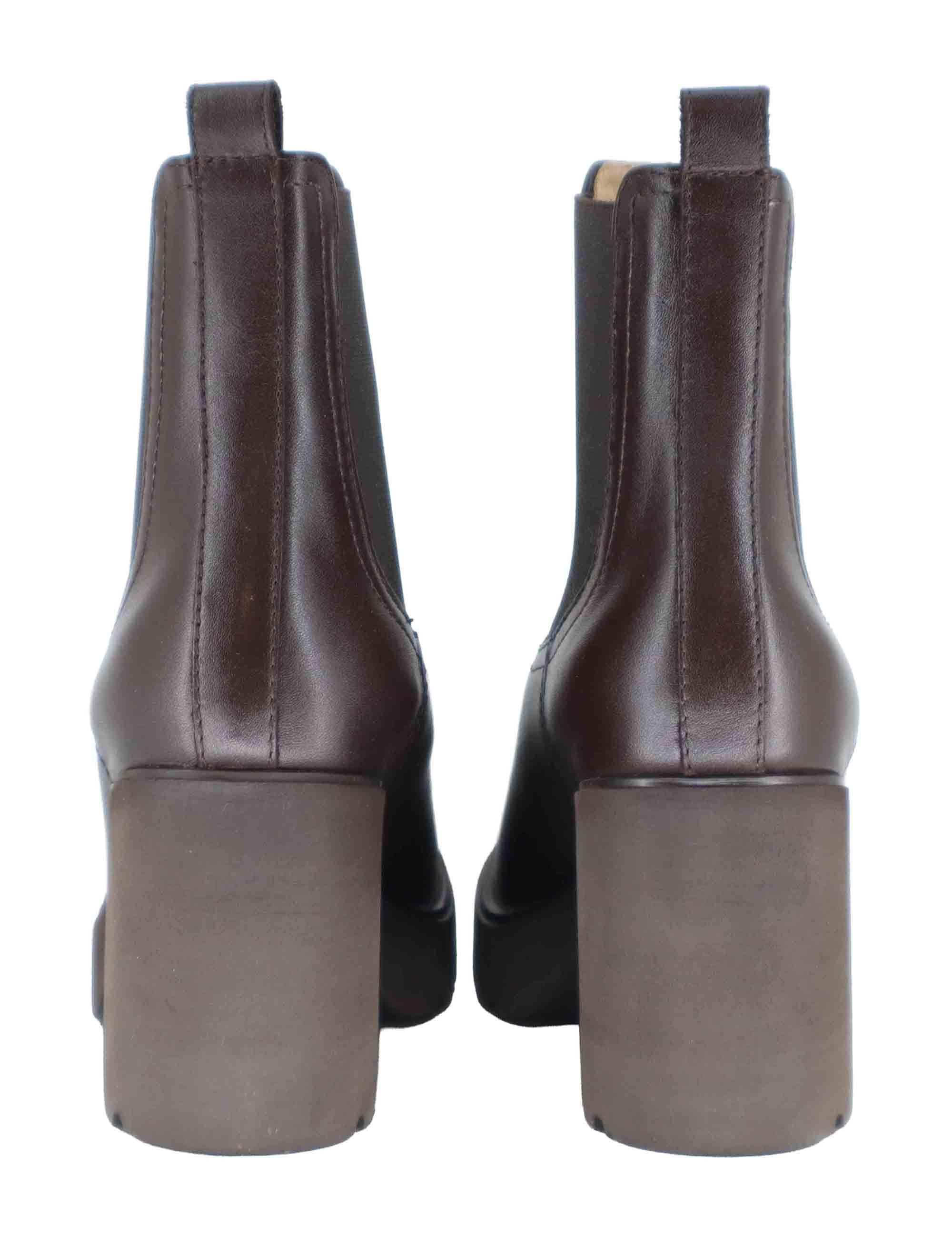 Stivaletti donna in pelle testa di moro con suola alta in gomma KLINO STT WENGUE Unisa 