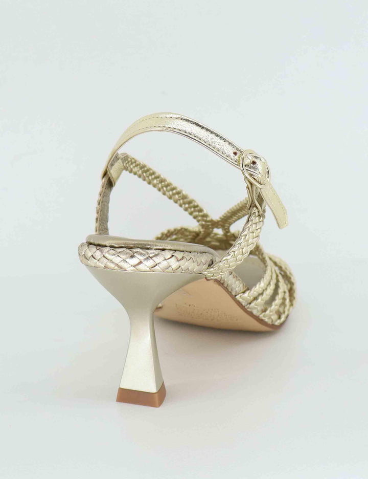 Slingback donna in pelle laminata platino con tacco alto 10874.000 66 Pons Quintana 