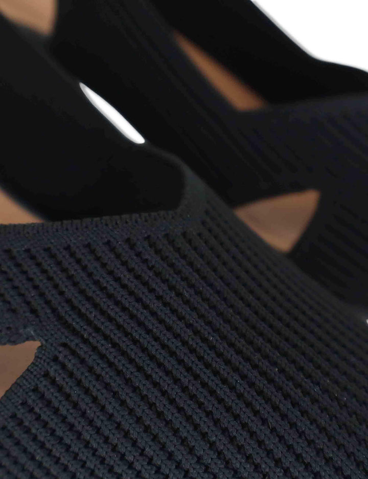 Decollete slingback D'Orsay in tessuto nero aperta ai lati tacco alto 75111 65-05 Miss Elastic 