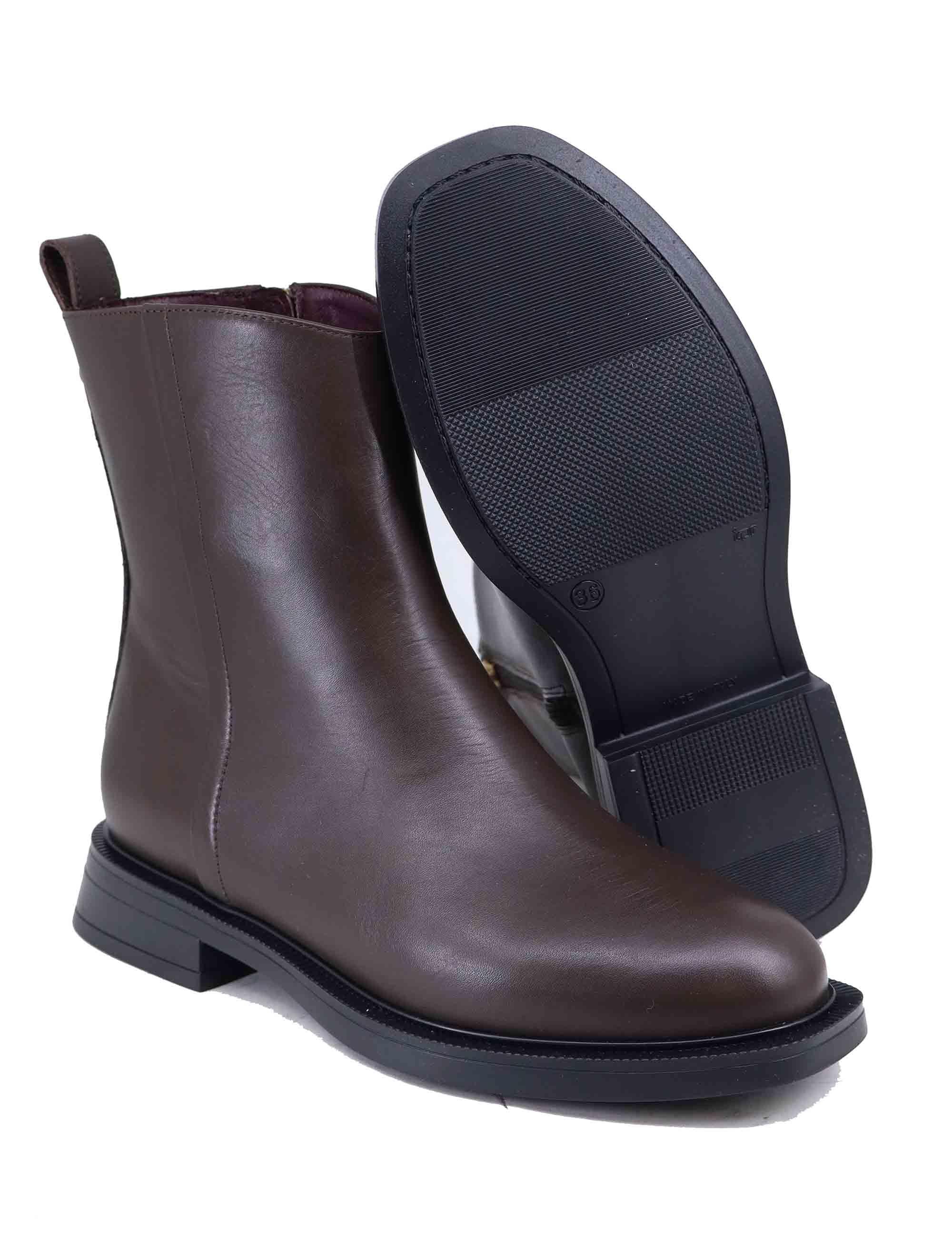 Stivaletti donna in pelle marrone con tacco basso CARLA 09 014 Lorenzo Mari 