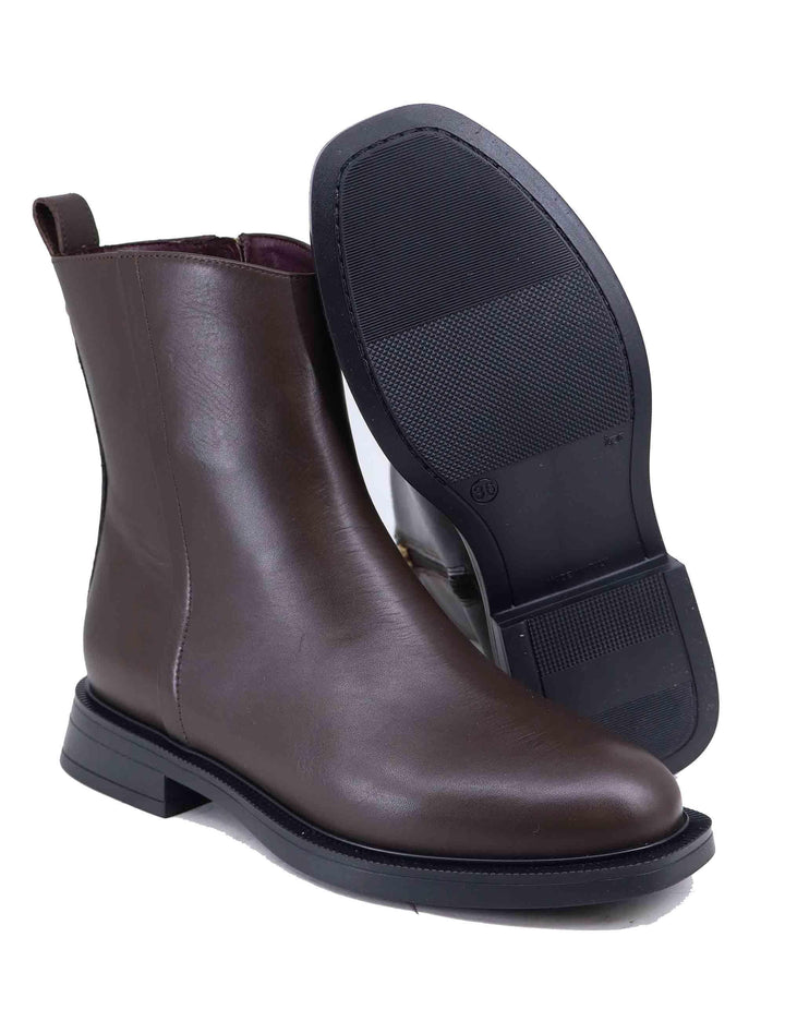 Stivaletti donna in pelle marrone con tacco basso CARLA 09 014 Lorenzo Mari 