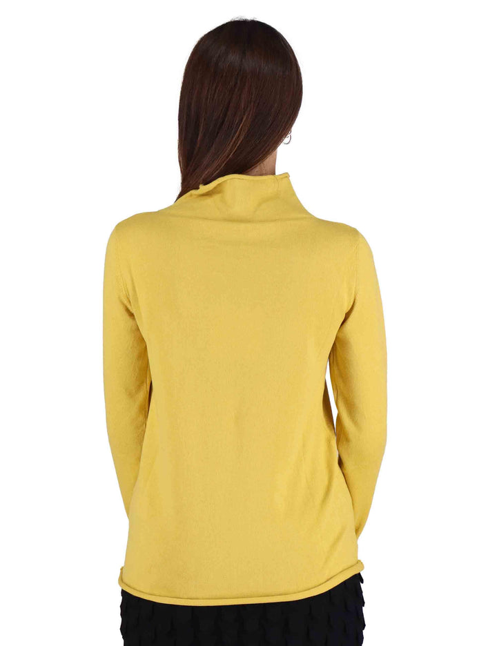 Maglioni donna in lana senape con maniche lunghe e collo alto 3W25-MINA RITEX OCHRE TreBarraBi 