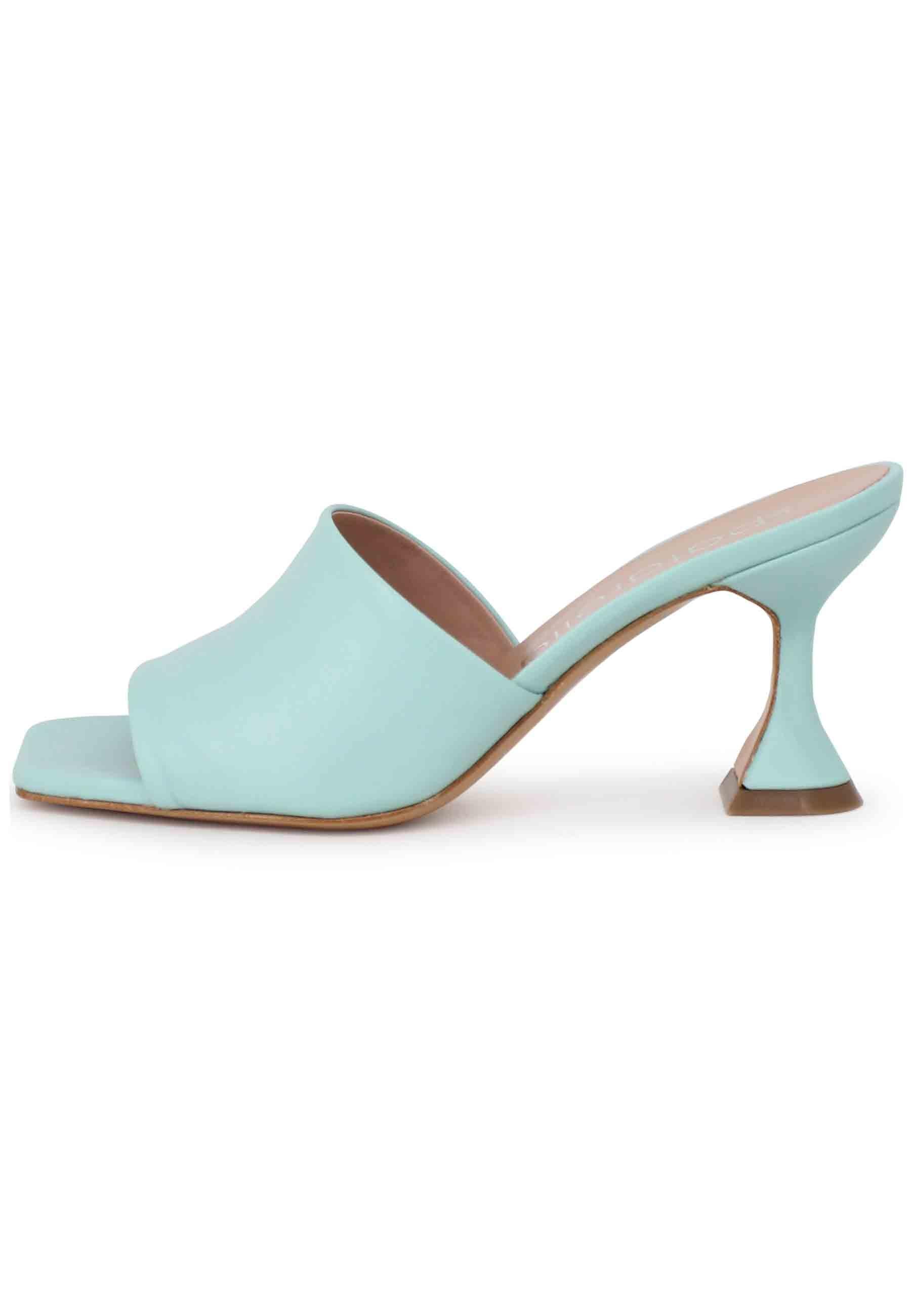 Sandali donna in pelle verde con tacco alto e punta quadra SPL35 025 Spatarella 
