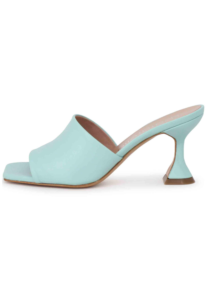 Sandali donna in pelle verde con tacco alto e punta quadra SPL35 025 Spatarella 