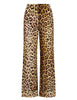 Pantalon en velours imprimé animalier marron, mélange de soie, femme, JH805260092 B1293