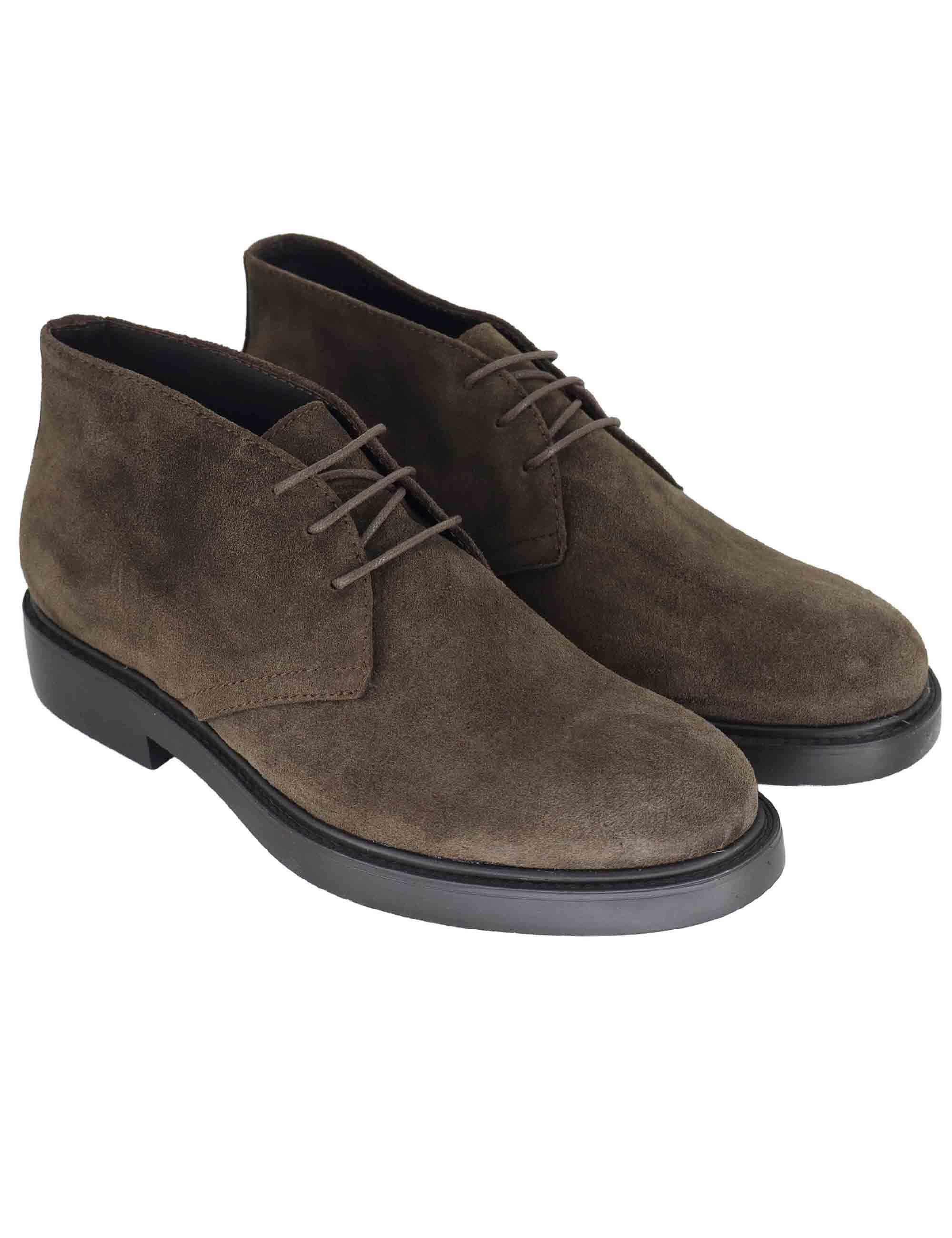 Stivaletti uomo in camocio marrone con suola in gomma SPDU8070 014 Spatarella 