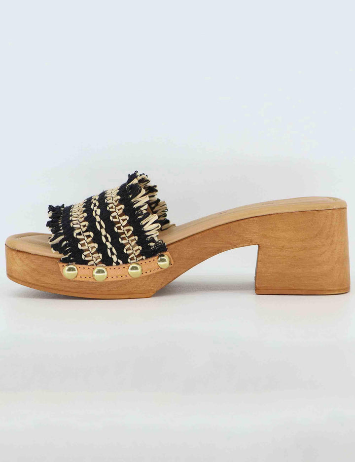 Sandali donna in rafia intrecciata beige con tacco in legno SR9234 001 Sandro Rosi 