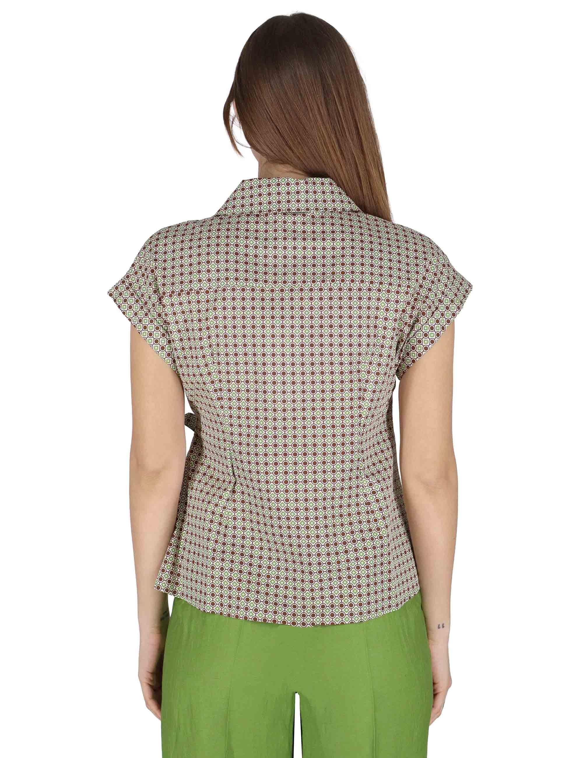 Camicie smanicate donna Knotted Shirt in cotone verde con cintura JABCM0001-F1385-1242 7046 Justmine 