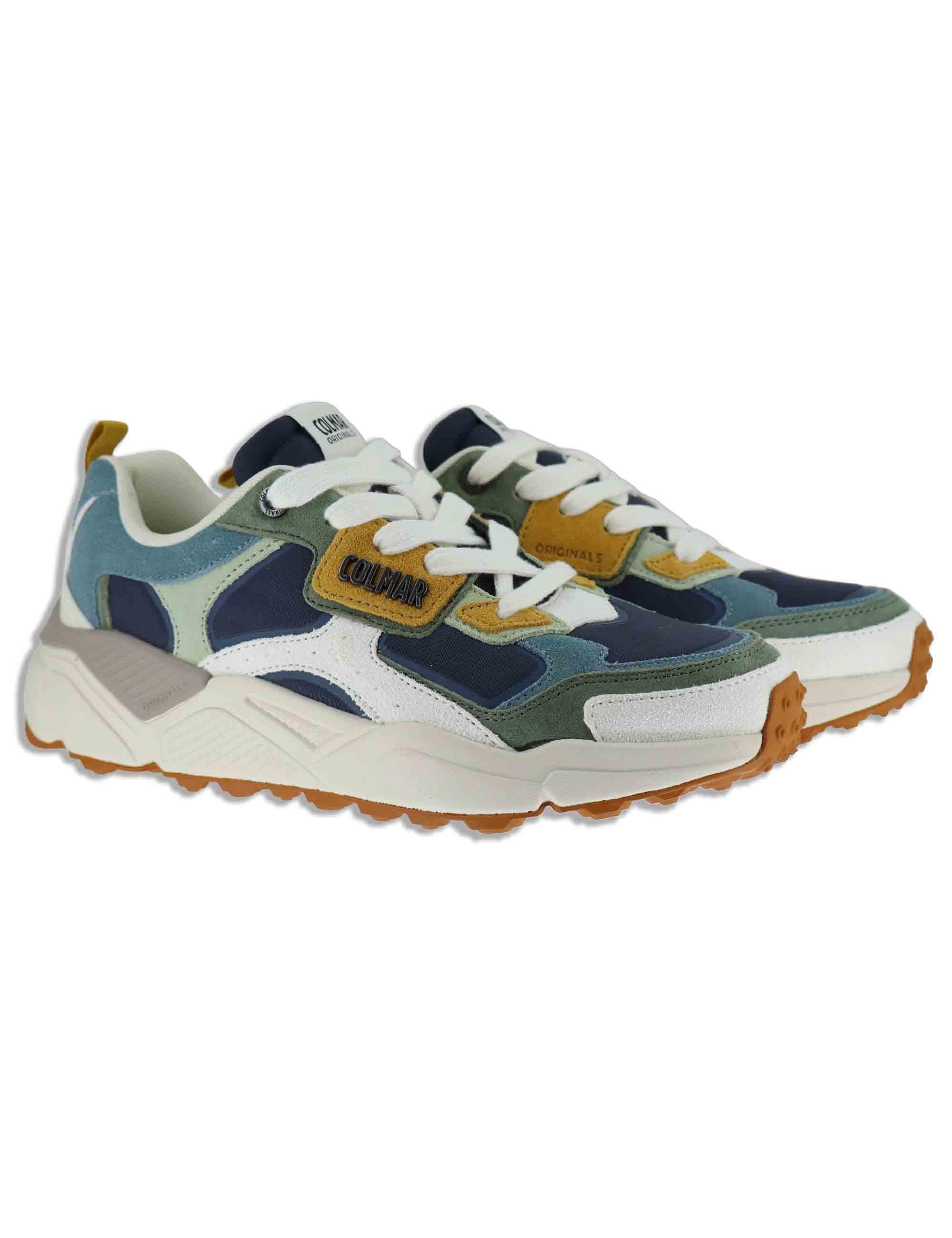 Sneakers uomo in pelle e tessuto blu con suola alta GARNER 023 Colmar 