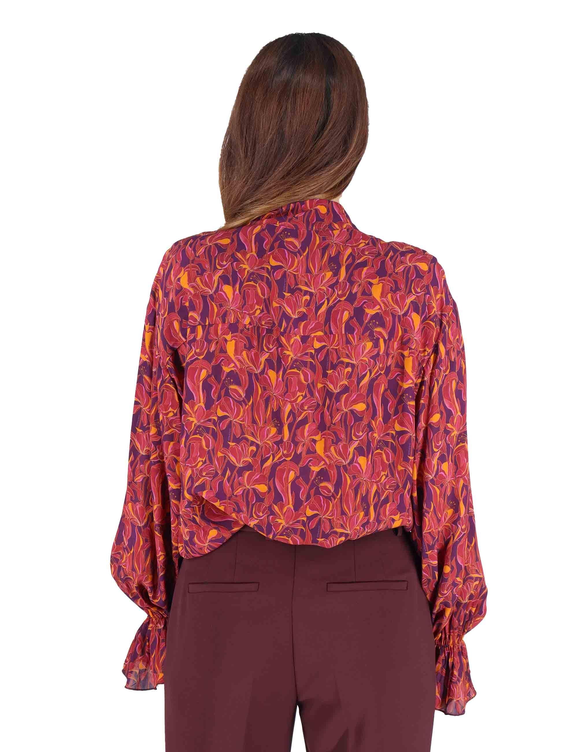 Camicie donna Lily's Ballet in viscosa naturale a fantasia bordeaux con rouche JM556250653 A3359 Maliparmi 