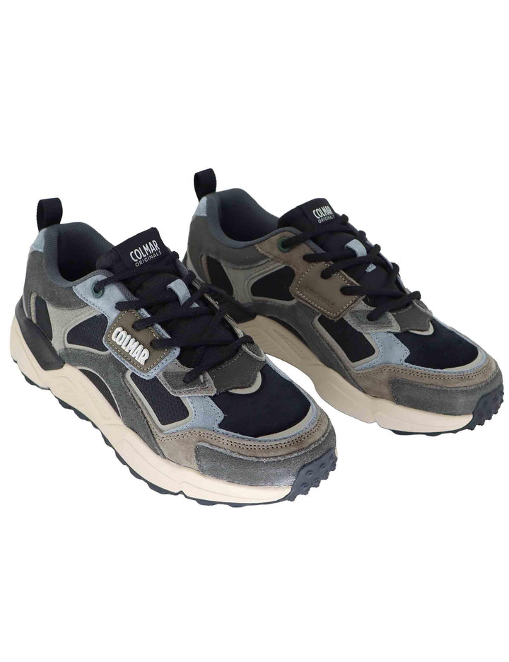 Sneakers uomo in pelle e tessuto nero con suola alta GARNER GROUNDS 066 Colmar 