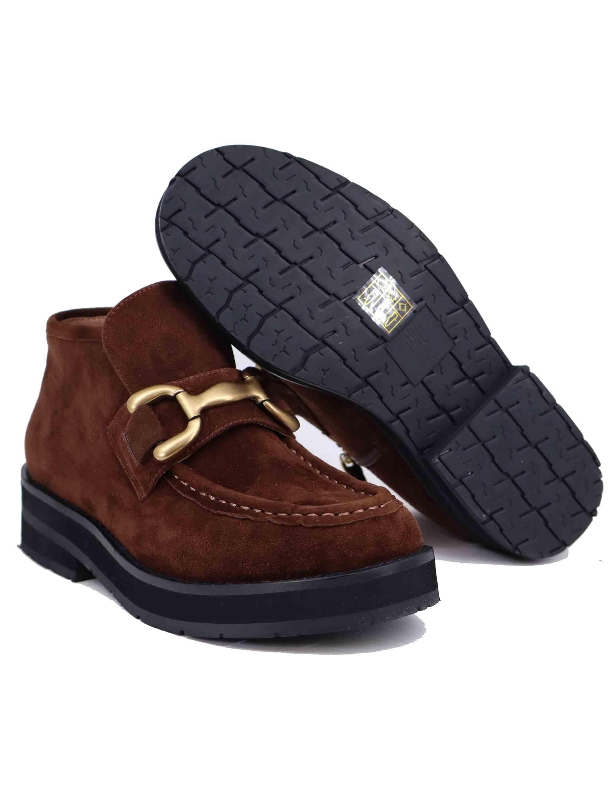 Stivaletti donna Zagreb in camoscio marrone con morsetto 585T30VK 90 Bibi Lou 